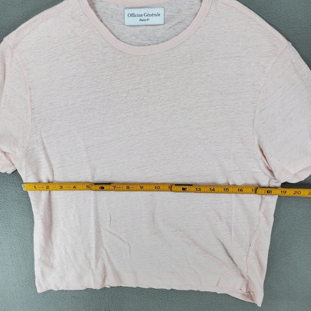 Officine Generale T-Shirt Women L Pink S/Sleeve Slub Oversized Crew Neck Basic - Picture 4 of 5